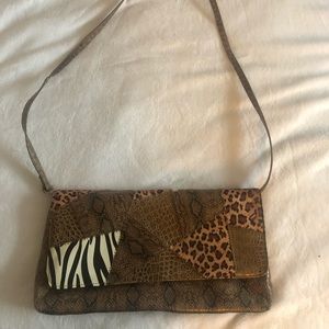 Animal print clutch or shoulder bag.